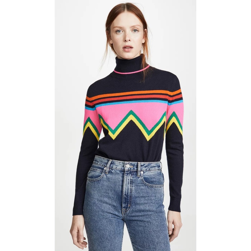Chinti & Parker Ski Slope Chevron Turtleneck Wool Cashmere Blend Sweater XS